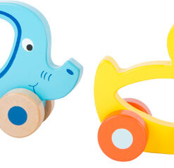 Animali colorati a rotelle in legno - Prodotto solidale
