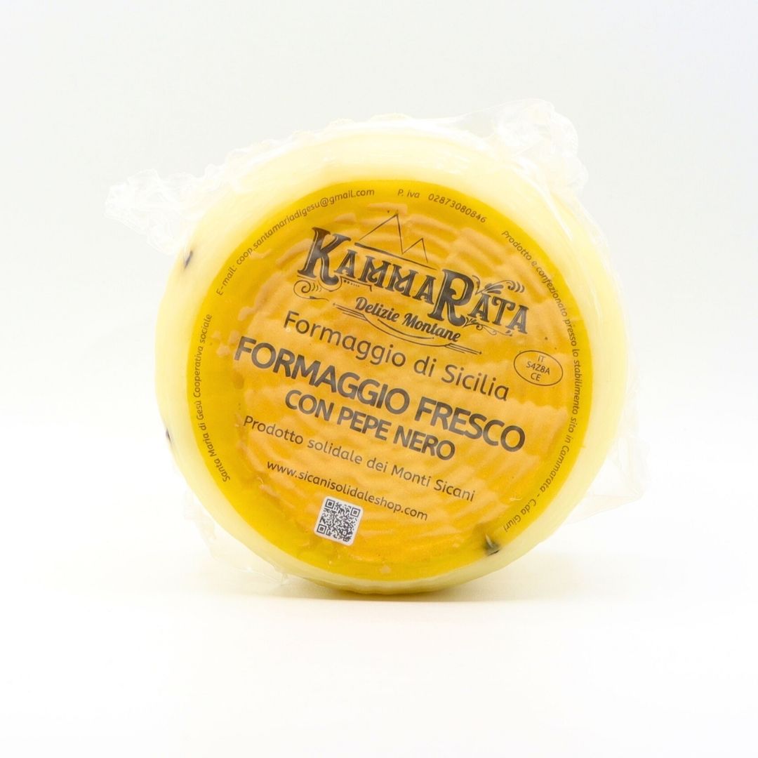 Formaggio Siciliano Fresco di latte ovino-vaccino con pepe KammaRata - Prodotto Solidale