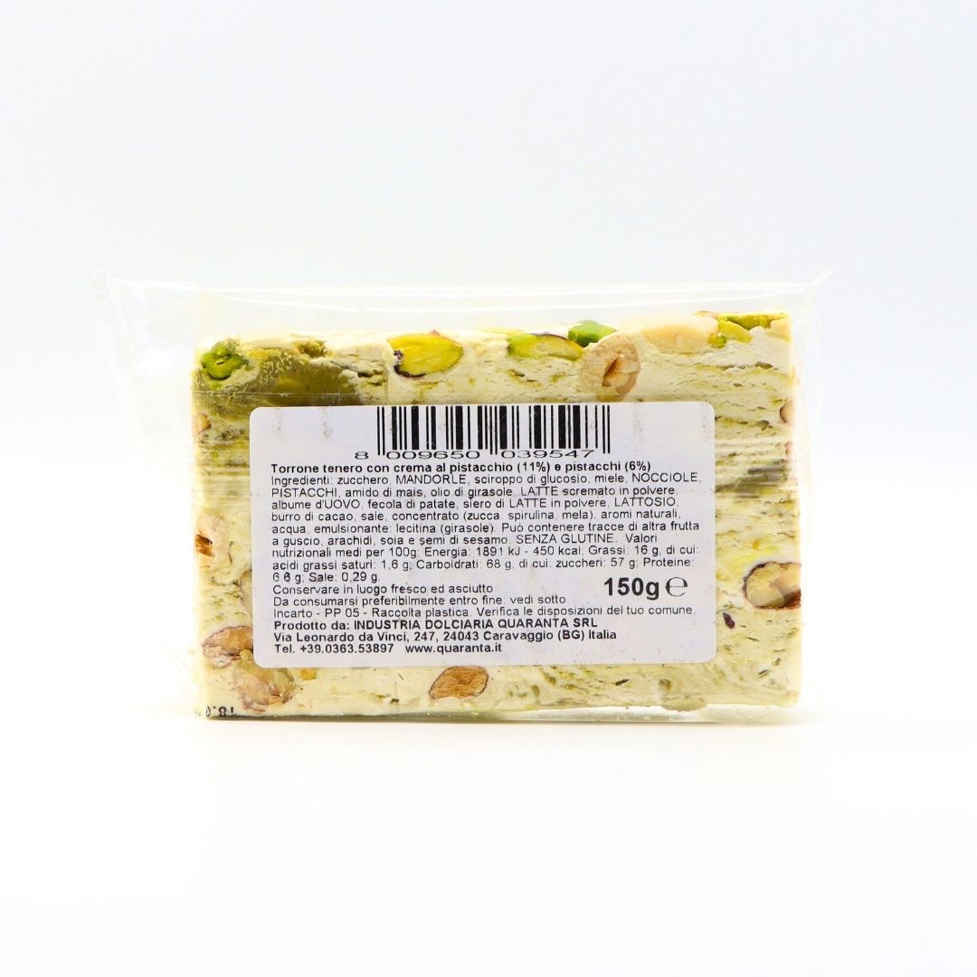 Torrone tenero con crema al pistacchio e pistacchi da 150 g - immagine 2